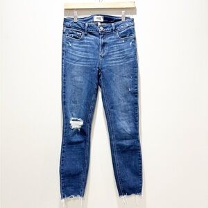 PAIGE Verdugo Ankle Blue Distressed Women's Jeans Frayed Hem Size 28